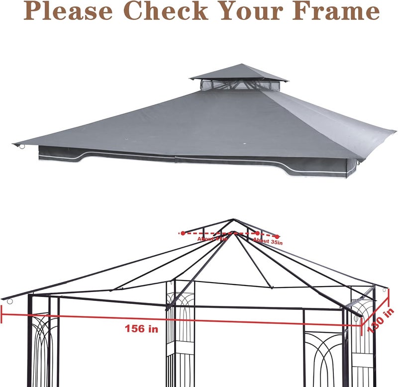 SCOCANOPY Replacement Gazebo Canopy for 10 x 12 Regency II Patio Gazebo Model L-GZ798PST,A101004104,A101004105,(Grey) - Image 4